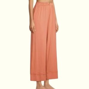 Free People Wide Leg Ruffle Elastic Split Waistband Soft Jersey Knit Pants